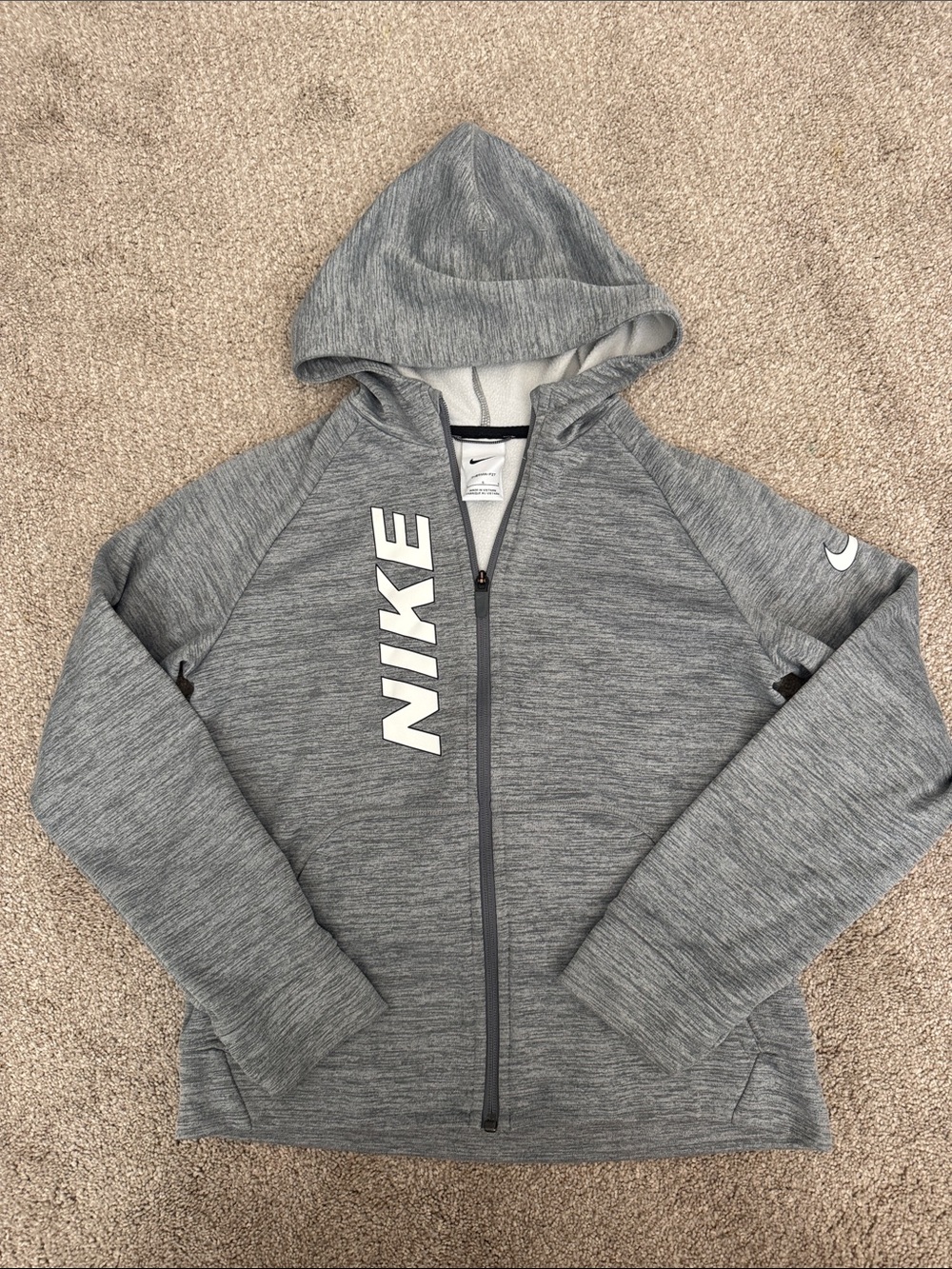Nike Gray Full-Zip Hooded Kids Sweatshirt